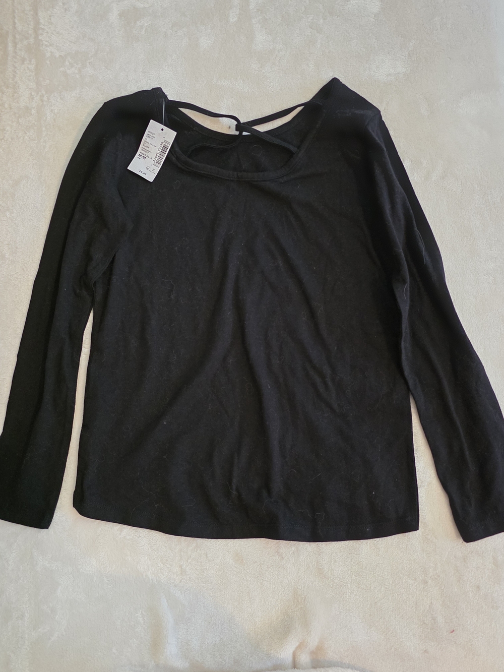 NWT Children's Place Black Long-Sleeve Top with Strappy Back Detail